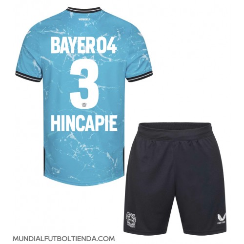 Camiseta Bayer Leverkusen Piero Hincapie #3 Tercera Equipación Replica 2023-24 para niños mangas cortas (+ Pantalones cortos)